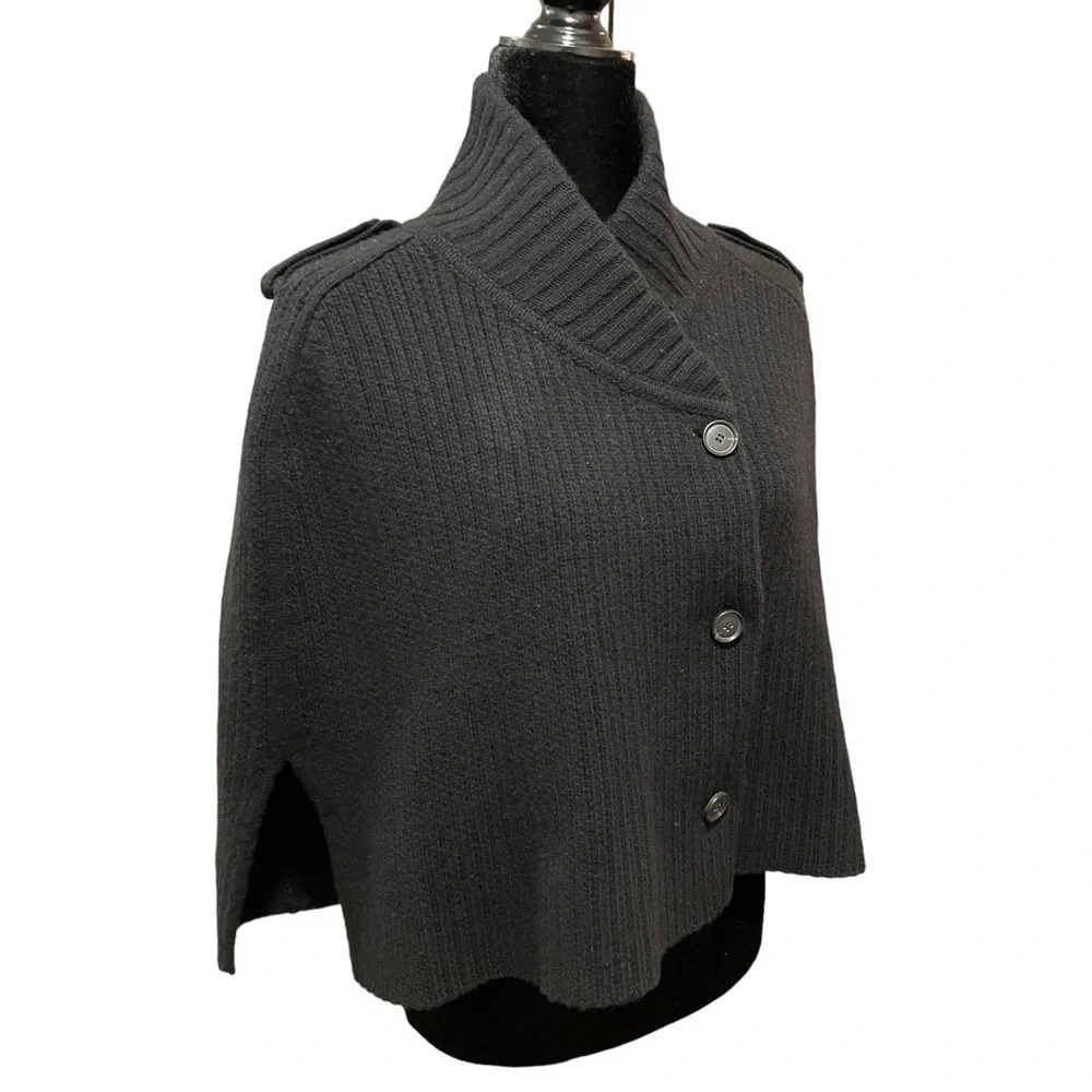 NWT THEORY “Nassar” Wool Cashmere Black Cape size M/L